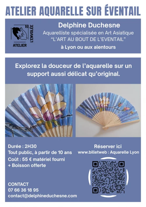Flyer atelier aquarelle - sur éventail