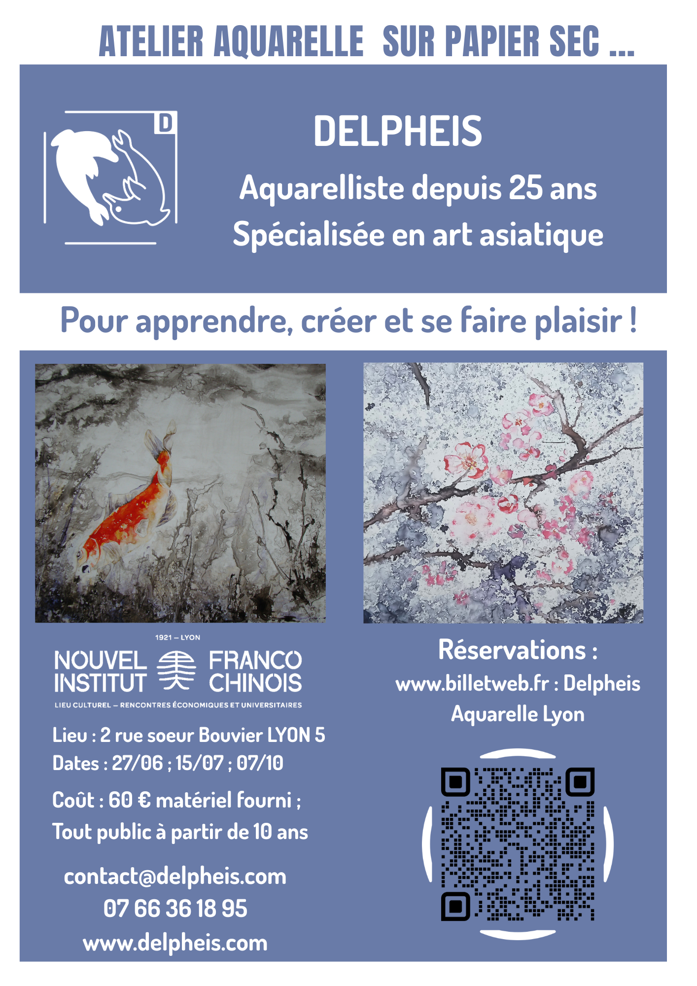Fleurs de cerisiers sur cuivre, oeuvre originale sur papier washi